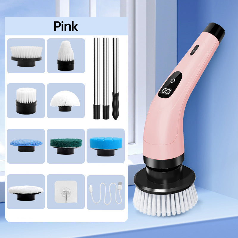 8-in-1 Electric Cleaning Brush Set - Pink